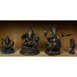 (lot of 4) Indian Ganesh figures the tallest 12"h x 7"h