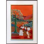 Painting, Holy Procession in Orange Landscape