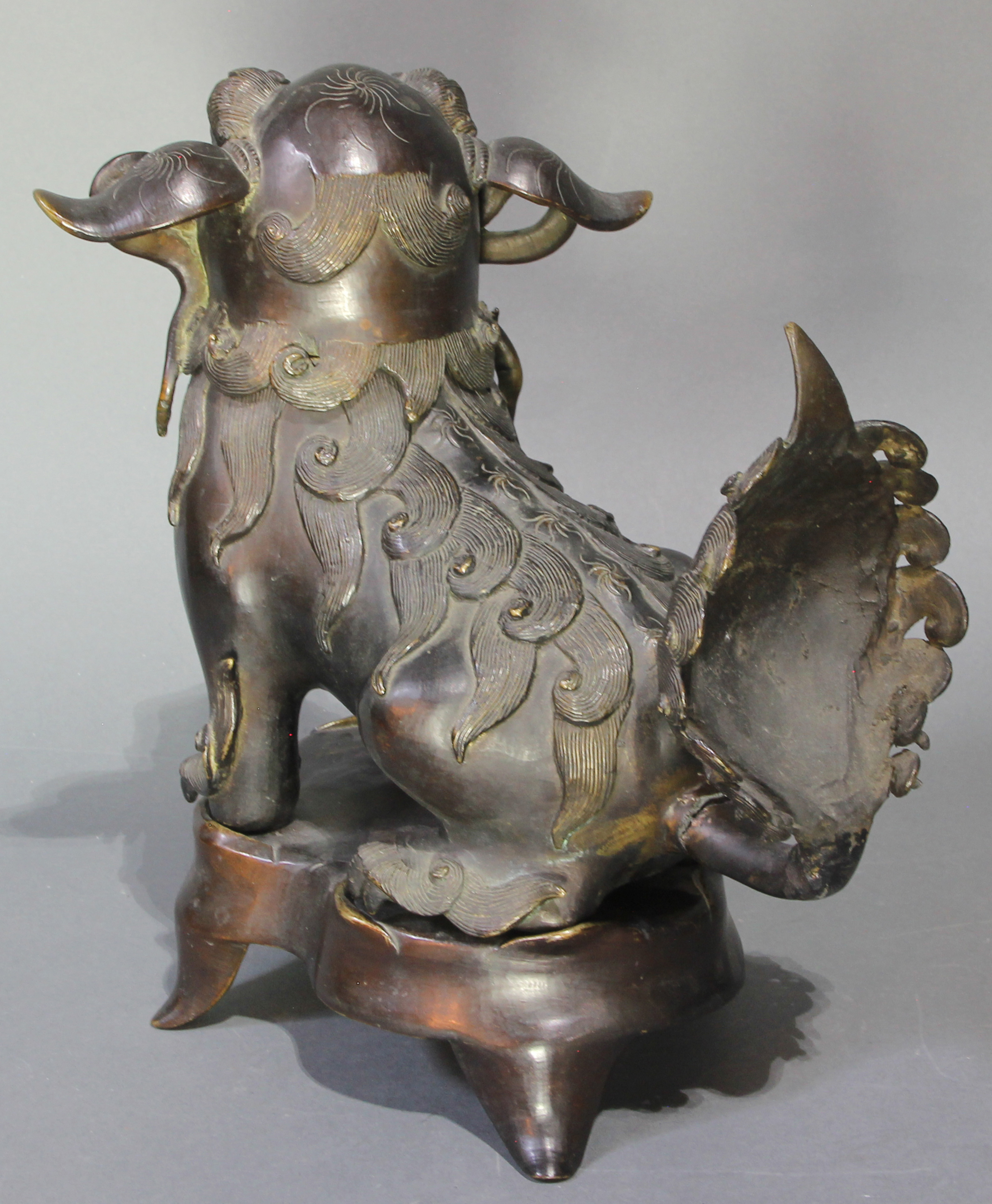 Japanese bronze figural censer on stand - Image 2 of 2