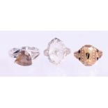 (Lot of 3) Multi-stone, diamond, 10k, sterling silver rings