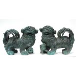 (lot of 2) Japanese bronze figures of shishi