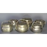 (lot of 6) Chinese patinated silver metal handwarmers