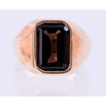 Smoky quartz, 14k yellow gold ring