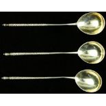 (lot of 3) A Russian gilt .84 silver teaspoon lot