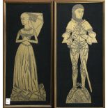 (lot of 2) English Medieval style brass rubbings