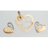 14k yellow gold heart jewelry suite