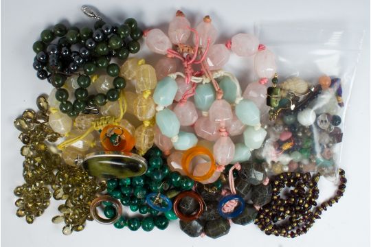 Collection of multi-stone bead, glass, plastic and metal jewelry