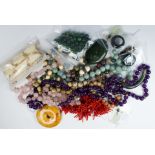 Collection of multi-stone bead, gold, metal jewelry