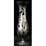 An Art Nouveau sterling overlay vase