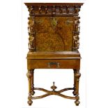 An Italian Baroque walnut collector's cabinet on stand