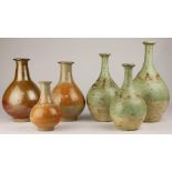 A group of Graduated glazed bottle-form pottery vessels