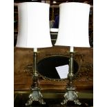 (lot of 2) Classical style brass table lamps