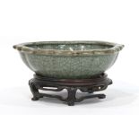 A Guan type celadon lotus petal bowl