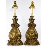 A pair of gilt decorated table lamps