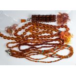 Collection of amber and glass bead jewelry