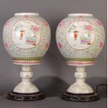 A pair of Chinese Famille Rose eggshell porcelain lanterns