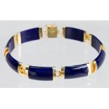 Lapis lazuli, 14k yellow gold bracelet