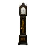 An English Blue Imperial chinoiserie decorated lacquered tall case clock