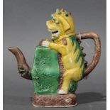Chinese Famille Vert fu lion figural teapot