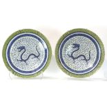 (Lot of 2) A Pair of Blue and White and Famille Rose 'Dragon' Dishes