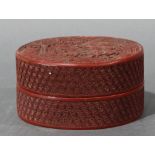 Chinese cinnabar lacquer box, of circular form