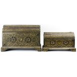 A Persian or Middle Eastern style partial gilt caskets