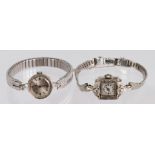 (Lot of 2) Lady's white gold wrist watches