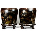 A pair of Chinoiserie decorated laquered planters