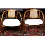 (lot of 2) Mid Century barrel back arm chairs, 25