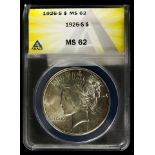 1926-s Peace silver dollar, ANACS MS 62