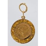 US Gold Coin, 14k yellow gold pendant