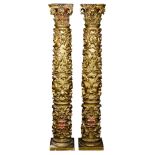 A pair of Venetian giltwood carved pillars early 18th century