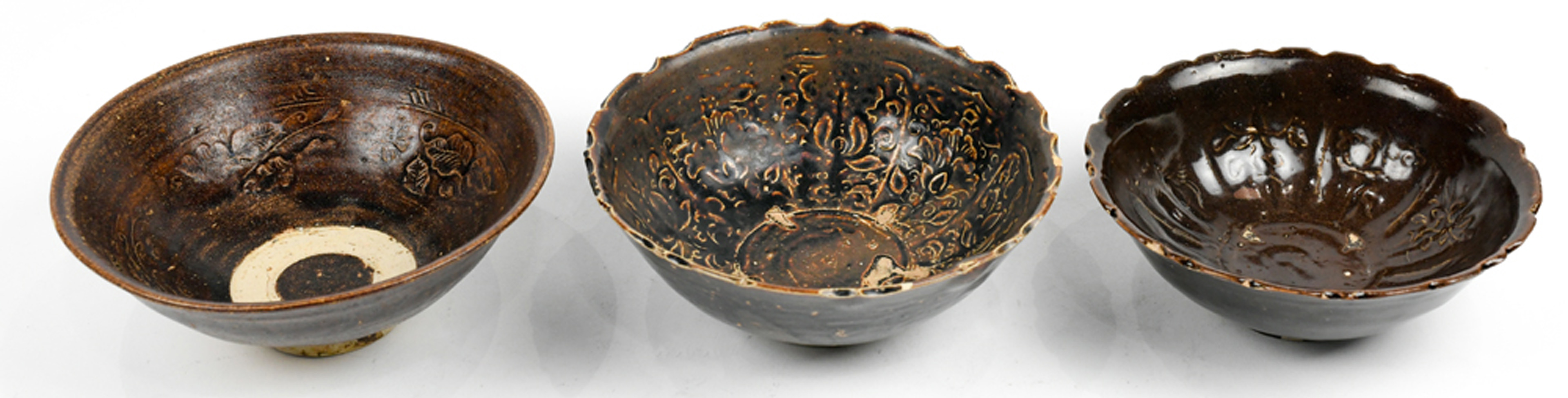 (3) Vietnamese Tran Brown Glaze Ceramic Bowls