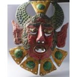 (lot of 2) Mexican hand painted metal masks