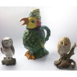 (lot of 3) Figural scuptures of owls