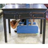 Chinese ebonized hardwood table fitted with 3 drawers