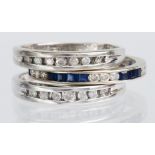 (Lot of 3) Diamond, sapphire, white gold rings