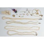 Collection of multi-stone, gold, metal jewelry