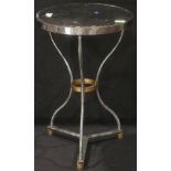 An Industrial style chrome bistro table