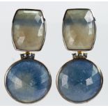Pair of sapphire, silver gilt earrings