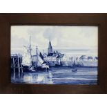 Royal Bonn "Delft" framed blue and white tile