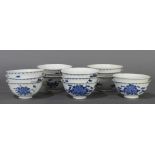 (lot of 14) A set of Chinese blue and white bowls