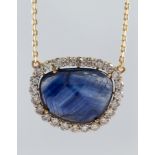 Sapphire, diamond, 18k yellow gold necklace