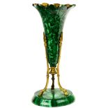 A Neoclassical style applied malachite trumpet form vase