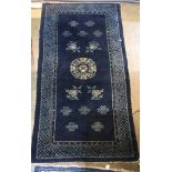 Chinese Baotou cobalt blue ground rug with sky blue center medallion
