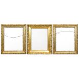 (set of 3) A group of 19th century gilt and gesso picture frames
