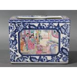 Chinese Canton rose medallion and underglaze blue jardiniere