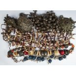 Collection of multi-stone, metal bead necklaces