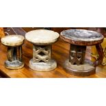 (lot of 3) A group of African stools