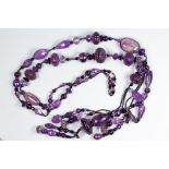 Amethyst, glass bead neck